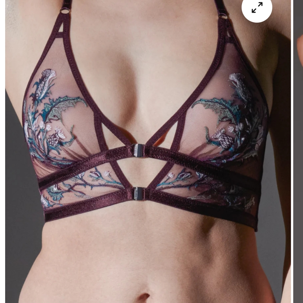 NWT Embroidered Sheer Cirsi Bralette - Purple Size M/L in color Cordial